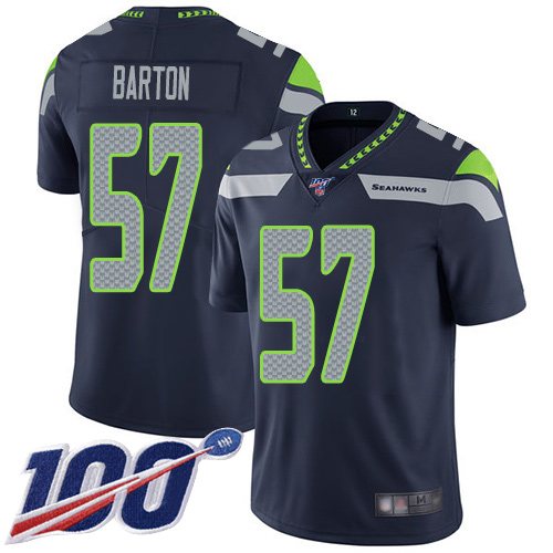 Seattle Seahawks Limited Navy Blue Men Cody Barton Home Jersey NFL Football #57 100th Season Vapor Untouchable